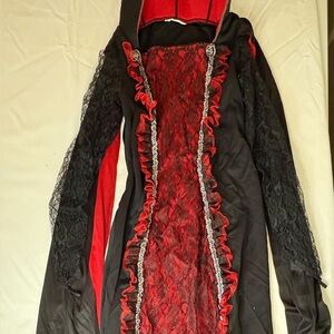 Elegant Red and Black Lace Dress. For kids 11-12 years old.